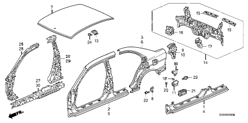 2004 civic MX(HYBRID) 4 DOOR CVT OUTER PANEL - REAR PANEL (PLASMA STYLE PANEL) diagram 2004 civic MX(HYBRID) 4 DOOR CVT OUTER PANEL - REAR PANEL (PLASMA STYLE PANEL) diagram
