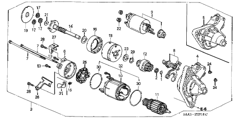 2003 civic EX(SIDE SRS) 2 DOOR 5MT STARTER MOTOR (DENSO) diagram 2003 civic EX(SIDE SRS) 2 DOOR 5MT STARTER MOTOR (DENSO) diagram