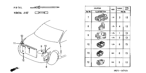 2001 civic LX(SIDE SRS) 2 DOOR 5MT ELECTRICAL CONNECTORS (FR.) diagram 2001 civic LX(SIDE SRS) 2 DOOR 5MT ELECTRICAL CONNECTORS (FR.) diagram