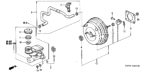 2001 civic EX 2 DOOR 5MT BRAKE MASTER CYLINDER - MASTER POWER (1) diagram 2001 civic EX 2 DOOR 5MT BRAKE MASTER CYLINDER - MASTER POWER (1) diagram