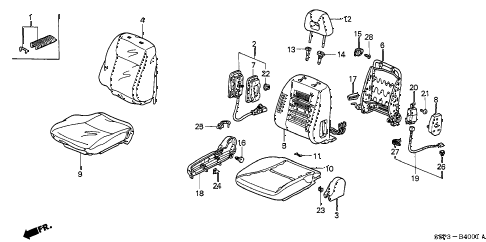 2001 civic HX 2 DOOR CVT FRONT SEAT (R.) diagram 2001 civic HX 2 DOOR CVT FRONT SEAT (R.) diagram