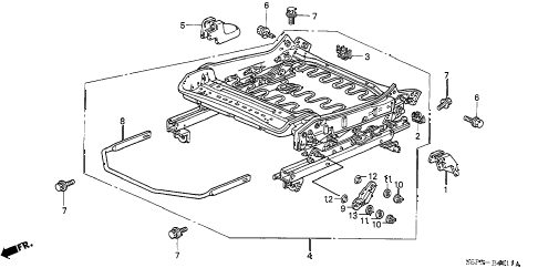 2001 civic EX 2 DOOR 5MT FRONT SEAT COMPONENTS (L.) (MANUAL HEIGHT) diagram 2001 civic EX 2 DOOR 5MT FRONT SEAT COMPONENTS (L.) (MANUAL HEIGHT) diagram