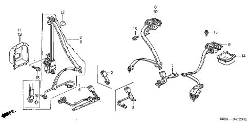 2004 civic DX(SIDE SRS) 2 DOOR 4AT SEAT BELTS diagram 2004 civic DX(SIDE SRS) 2 DOOR 4AT SEAT BELTS diagram