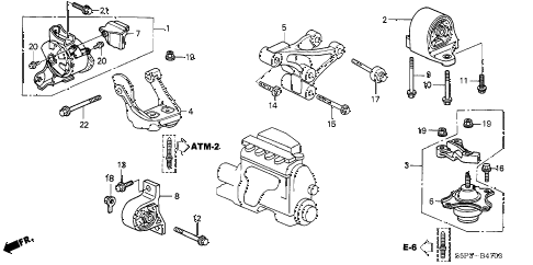 2003 civic LX(SIDE SRS) 2 DOOR 4AT ENGINE MOUNTS (AT) (2) diagram 2003 civic LX(SIDE SRS) 2 DOOR 4AT ENGINE MOUNTS (AT) (2) diagram
