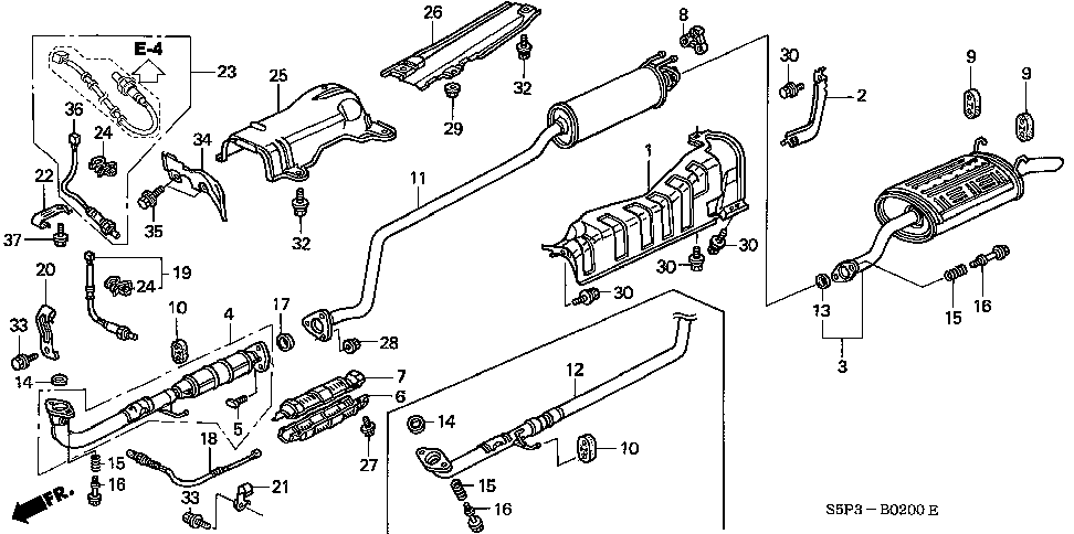 2001 Honda accord exhaust system diagram #5