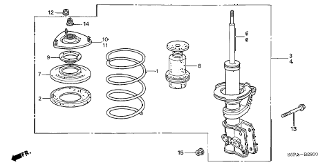 2005 civic HX(SIDE SRS) 2 DOOR 5MT FRONT SHOCK ABSORBER diagram 2005 civic HX(SIDE SRS) 2 DOOR 5MT FRONT SHOCK ABSORBER diagram