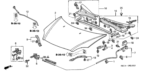2005 civic LX(SPECIAL EDITIO 2 DOOR 5MT HOOD diagram 2005 civic LX(SPECIAL EDITIO 2 DOOR 5MT HOOD diagram