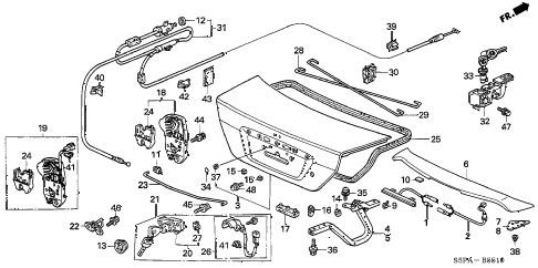2005 civic DX(VALUE PACKAGE) 2 DOOR 5MT TRUNK LID diagram 2005 civic DX(VALUE PACKAGE) 2 DOOR 5MT TRUNK LID diagram