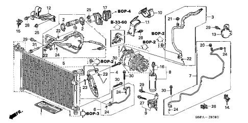 2005 civic HX(SIDE SRS) 2 DOOR 5MT A/C HOSES - PIPES diagram 2005 civic HX(SIDE SRS) 2 DOOR 5MT A/C HOSES - PIPES diagram