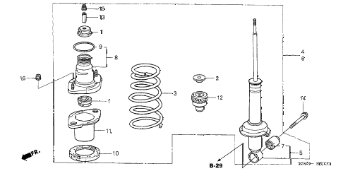 2003 civic SI(SIDE SRS) 3 DOOR 5MT REAR SHOCK ABSORBER diagram 2003 civic SI(SIDE SRS) 3 DOOR 5MT REAR SHOCK ABSORBER diagram