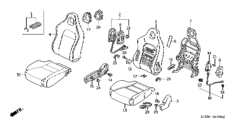 2003 civic SI 3 DOOR 5MT FRONT SEAT (R.) diagram 2003 civic SI 3 DOOR 5MT FRONT SEAT (R.) diagram