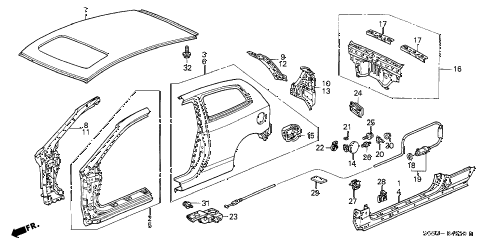 2005 civic SI 3 DOOR 5MT OUTER PANEL diagram 2005 civic SI 3 DOOR 5MT OUTER PANEL diagram
