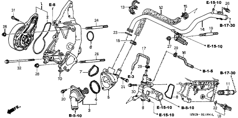 2003 civic SI(SIDE SRS) 3 DOOR 5MT WATER PUMP - SENSOR diagram 2003 civic SI(SIDE SRS) 3 DOOR 5MT WATER PUMP - SENSOR diagram