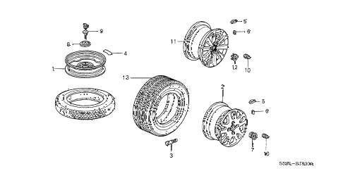 2003 civic SI 3 DOOR 5MT WHEEL diagram 2003 civic SI 3 DOOR 5MT WHEEL diagram