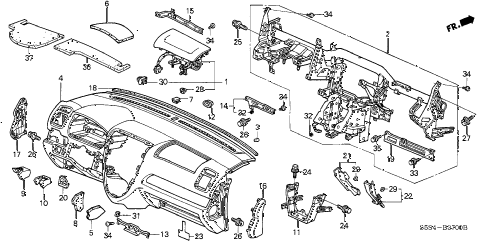 2003 civic SI(SIDE SRS) 3 DOOR 5MT INSTRUMENT PANEL diagram 2003 civic SI(SIDE SRS) 3 DOOR 5MT INSTRUMENT PANEL diagram