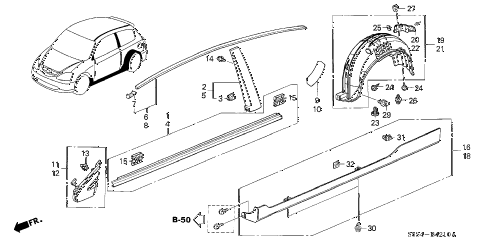 2003 civic SI 3 DOOR 5MT MOLDING - SIDE SILL GARNISH diagram 2003 civic SI 3 DOOR 5MT MOLDING - SIDE SILL GARNISH diagram