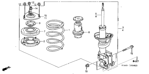 2002 cr-v EX(4WD) 5 DOOR 5MT FRONT SHOCK ABSORBER diagram 2002 cr-v EX(4WD) 5 DOOR 5MT FRONT SHOCK ABSORBER diagram