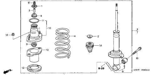 2004 cr-v LX(4WD SIDE SRS) 5 DOOR 5MT REAR SHOCK ABSORBER diagram 2004 cr-v LX(4WD SIDE SRS) 5 DOOR 5MT REAR SHOCK ABSORBER diagram