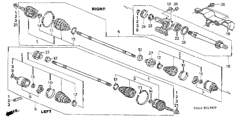 2004 cr-v LX(4WD SIDE SRS) 5 DOOR 5MT DRIVESHAFT - HALF SHAFT diagram 2004 cr-v LX(4WD SIDE SRS) 5 DOOR 5MT DRIVESHAFT - HALF SHAFT diagram