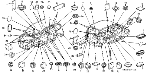 2003 cr-v LX(2WD) 5 DOOR 4AT GROMMET diagram 2003 cr-v LX(2WD) 5 DOOR 4AT GROMMET diagram