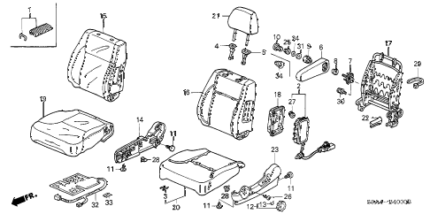 2002 cr-v EX(4WD) 5 DOOR 5MT FRONT SEAT (L.) diagram 2002 cr-v EX(4WD) 5 DOOR 5MT FRONT SEAT (L.) diagram