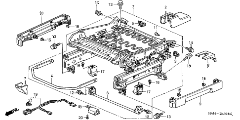 2003 cr-v LX(2WD) 5 DOOR 4AT FRONT SEAT COMPONENTS (L.) (1) diagram 2003 cr-v LX(2WD) 5 DOOR 4AT FRONT SEAT COMPONENTS (L.) (1) diagram