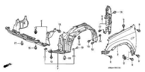 2002 cr-v EX(4WD) 5 DOOR 5MT FRONT FENDER diagram 2002 cr-v EX(4WD) 5 DOOR 5MT FRONT FENDER diagram