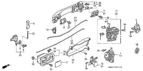 2004 cr-v LX(4WD) 5 DOOR 5MT REAR DOOR LOCKS - OUTER HANDLE (2) diagram 2004 cr-v LX(4WD) 5 DOOR 5MT REAR DOOR LOCKS - OUTER HANDLE (2) diagram