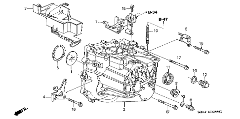 2002 cr-v EX(4WD) 5 DOOR 5MT MT TRANSMISSION CASE diagram 2002 cr-v EX(4WD) 5 DOOR 5MT MT TRANSMISSION CASE diagram