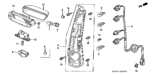 2006 cr-v EX(2WD) 5 DOOR 5AT TAILLIGHT - LICENSE LIGHT diagram 2006 cr-v EX(2WD) 5 DOOR 5AT TAILLIGHT - LICENSE LIGHT diagram