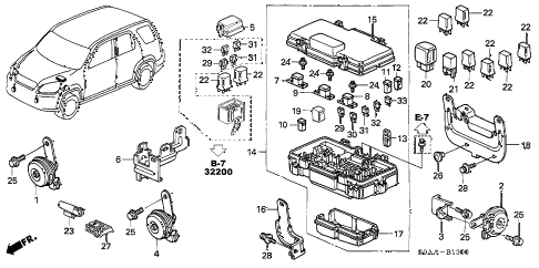2006 cr-v EX(2WD) 5 DOOR 5AT CONTROL UNIT (ENGINE ROOM) diagram 2006 cr-v EX(2WD) 5 DOOR 5AT CONTROL UNIT (ENGINE ROOM) diagram