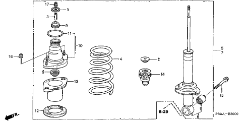 2006 cr-v EX(2WD) 5 DOOR 5AT REAR SHOCK ABSORBER diagram 2006 cr-v EX(2WD) 5 DOOR 5AT REAR SHOCK ABSORBER diagram