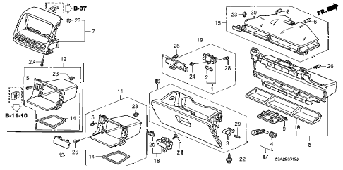 2006 cr-v EX(2WD) 5 DOOR 5AT INSTRUMENT PANEL GARNISH (PASSENGER SIDE) diagram 2006 cr-v EX(2WD) 5 DOOR 5AT INSTRUMENT PANEL GARNISH (PASSENGER SIDE) diagram