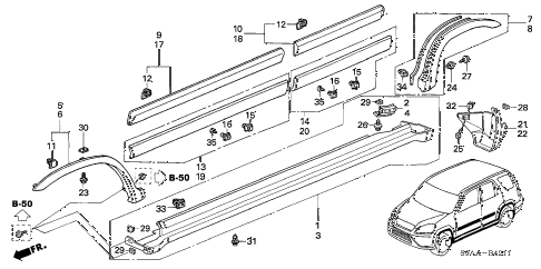 2006 cr-v EX(2WD) 5 DOOR 5AT PROTECTOR - SIDE SILL GARNISH diagram 2006 cr-v EX(2WD) 5 DOOR 5AT PROTECTOR - SIDE SILL GARNISH diagram