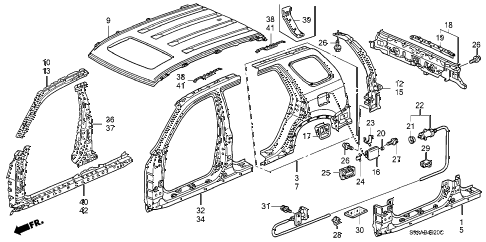 2006 cr-v EX(2WD) 5 DOOR 5AT OUTER PANEL - ROOF PANEL (PLASMA STYLE PANEL) diagram 2006 cr-v EX(2WD) 5 DOOR 5AT OUTER PANEL - ROOF PANEL (PLASMA STYLE PANEL) diagram