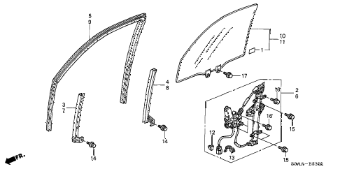 2006 cr-v EX(2WD) 5 DOOR 5AT FRONT DOOR GLASS - REGULATOR diagram 2006 cr-v EX(2WD) 5 DOOR 5AT FRONT DOOR GLASS - REGULATOR diagram