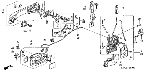 2006 cr-v EX(2WD) 5 DOOR 5AT FRONT DOOR LOCKS - OUTER HANDLE (1) diagram 2006 cr-v EX(2WD) 5 DOOR 5AT FRONT DOOR LOCKS - OUTER HANDLE (1) diagram
