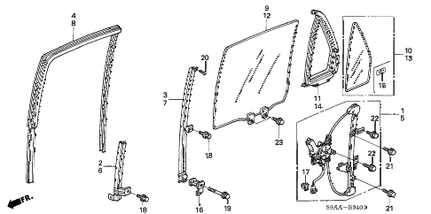 2006 cr-v EX(2WD) 5 DOOR 5AT REAR DOOR WINDOWS - REGULATOR diagram 2006 cr-v EX(2WD) 5 DOOR 5AT REAR DOOR WINDOWS - REGULATOR diagram
