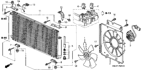 2005 element EX(2WD,SD AIR BAG 5 DOOR 5MT A/C CONDENSER diagram 2005 element EX(2WD,SD AIR BAG 5 DOOR 5MT A/C CONDENSER diagram
