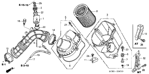 2005 element EX(2WD,SD AIR BAG 5 DOOR 5MT AIR CLEANER diagram 2005 element EX(2WD,SD AIR BAG 5 DOOR 5MT AIR CLEANER diagram