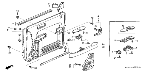 2005 element EX(2WD,SD AIR BAG 5 DOOR 5MT FRONT DOOR LINING diagram 2005 element EX(2WD,SD AIR BAG 5 DOOR 5MT FRONT DOOR LINING diagram