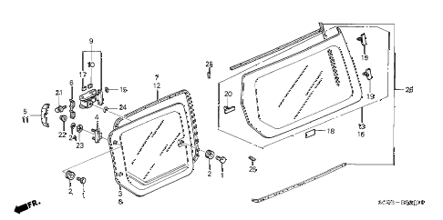 2004 element EX(4WD,SD A/B) 5 DOOR 5MT ACCESS PANEL GLASS - QUARTER GLASS diagram 2004 element EX(4WD,SD A/B) 5 DOOR 5MT ACCESS PANEL GLASS - QUARTER GLASS diagram