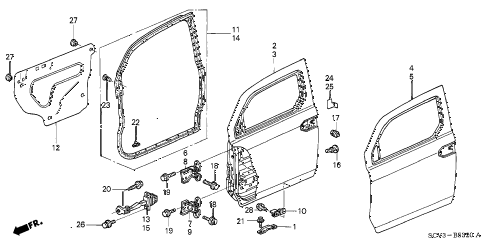 2005 element LX(4WD) 5 DOOR 5MT FRONT DOOR PANELS diagram 2005 element LX(4WD) 5 DOOR 5MT FRONT DOOR PANELS diagram