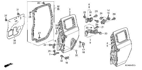 2004 element EX(4WD,SD A/B) 5 DOOR 5MT REAR ACCESS PANELS diagram 2004 element EX(4WD,SD A/B) 5 DOOR 5MT REAR ACCESS PANELS diagram