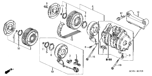 2006 element EX-P(2WD,SD AIR BAG 5 DOOR 5MT A/C COMPRESSOR diagram 2006 element EX-P(2WD,SD AIR BAG 5 DOOR 5MT A/C COMPRESSOR diagram