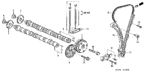 2004 element EX(4WD,SD A/B) 5 DOOR 5MT CAMSHAFT - CAM CHAIN diagram 2004 element EX(4WD,SD A/B) 5 DOOR 5MT CAMSHAFT - CAM CHAIN diagram