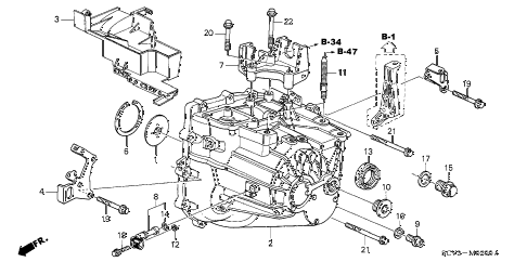 2005 element LX(4WD) 5 DOOR 5MT MT TRANSMISSION CASE diagram 2005 element LX(4WD) 5 DOOR 5MT MT TRANSMISSION CASE diagram