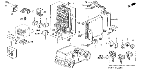 2004 element EX(2WD,SD AIR BAG 5 DOOR 5MT CONTROL UNIT (CABIN) diagram 2004 element EX(2WD,SD AIR BAG 5 DOOR 5MT CONTROL UNIT (CABIN) diagram