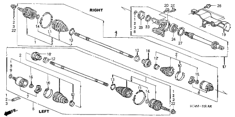 2005 element LX(4WD) 5 DOOR 5MT DRIVESHAFT - HALF SHAFT diagram 2005 element LX(4WD) 5 DOOR 5MT DRIVESHAFT - HALF SHAFT diagram
