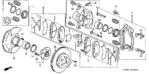 2003 element EX(2WD,SD AIR BAG 5 DOOR 5MT FRONT BRAKE (DISK) diagram 2003 element EX(2WD,SD AIR BAG 5 DOOR 5MT FRONT BRAKE (DISK) diagram